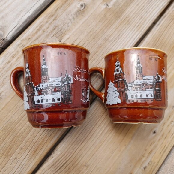 Vintage German Christmas Market Mugs Pair - Picture 2 of 9